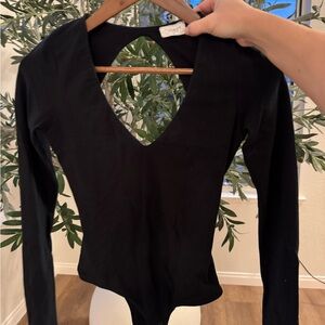 Naked Wardrobe Deep V Black Bodysuit